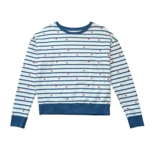 Pact Organic blue striped heart crewneck - Picture 1 of 2